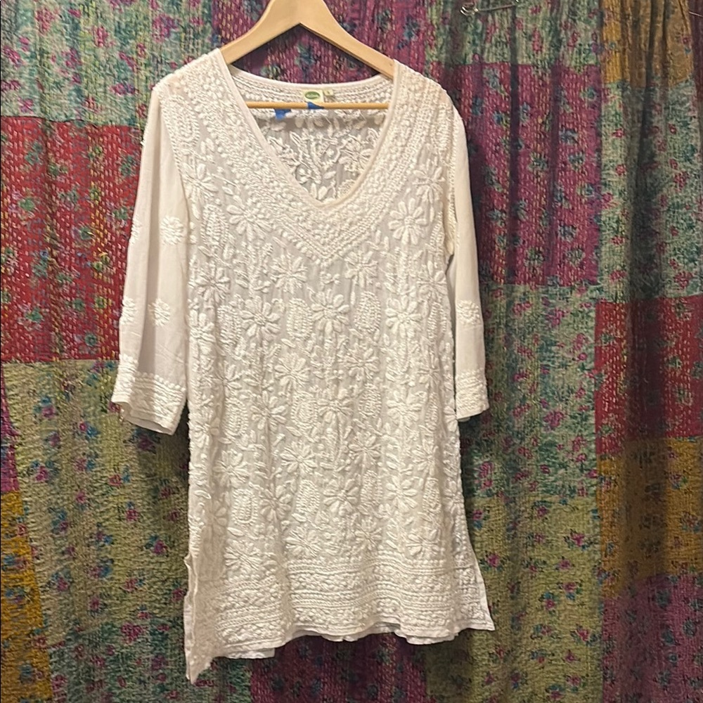 Embroidered White Women's Top